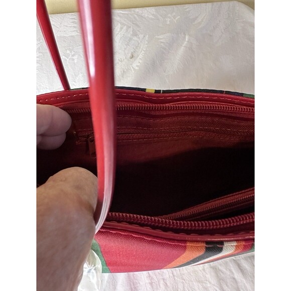 Stripe Multicolor Shoulder Bag 11x7x3 Zipper Close Inner Pockets Matching Wallet - Picture 5 of 16